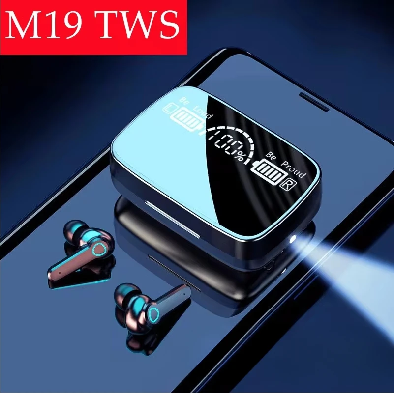 M19 ชุดหูฟัง TWS หูฟัง Intelligente Touch Control ไร้สายบลูทูธหูฟังกันน้ําจอแสดงผล LED พร้อมไมโครโฟน