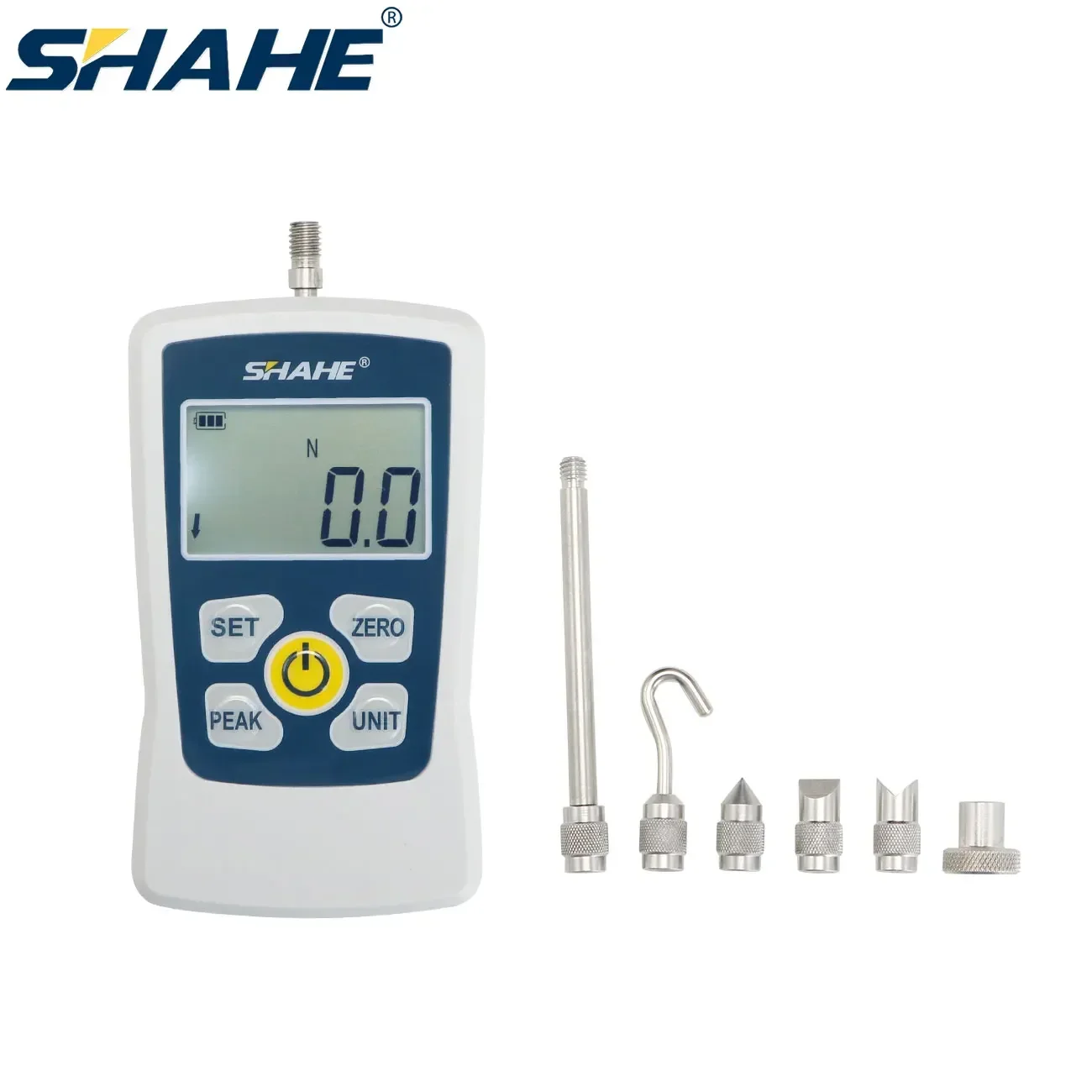 SHAHE Pengukur Kekuatan Digital dengan Lampu Latar Alat Pengukur Gaya Tarik Elektronik Dinamometer Digital Penguji Tarik Portabel