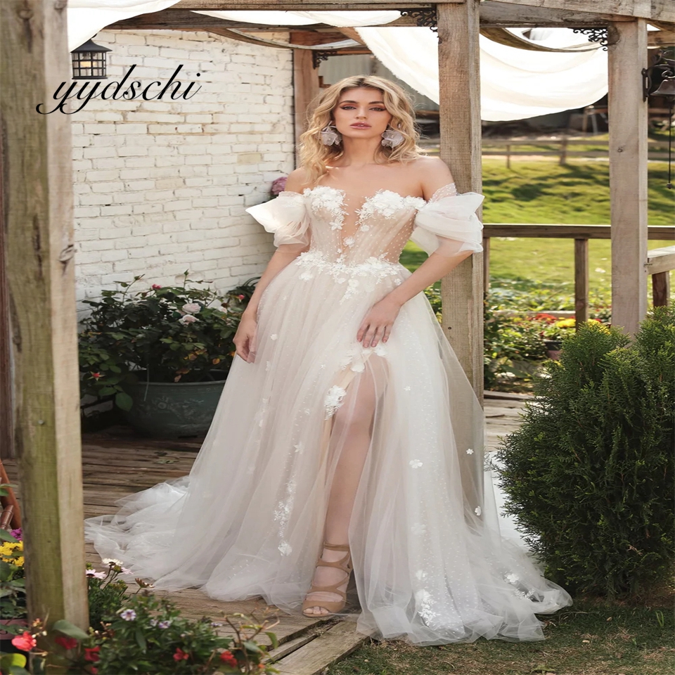 Personalizado com decote em v renda tule simples a linha vestidos de casamento para mulher 2025 feito sob encomenda até o chão vestido de noiva novia
