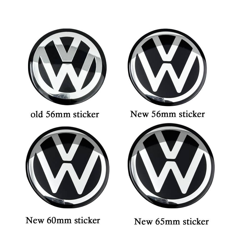 4szt 56mm 60mm 65mm 3D Nowe czarne srebrne naklejki na koła samochodowe Środkowa nakładka na piastę Emblemat samochodowy Naklejka do VW GTI R-Line