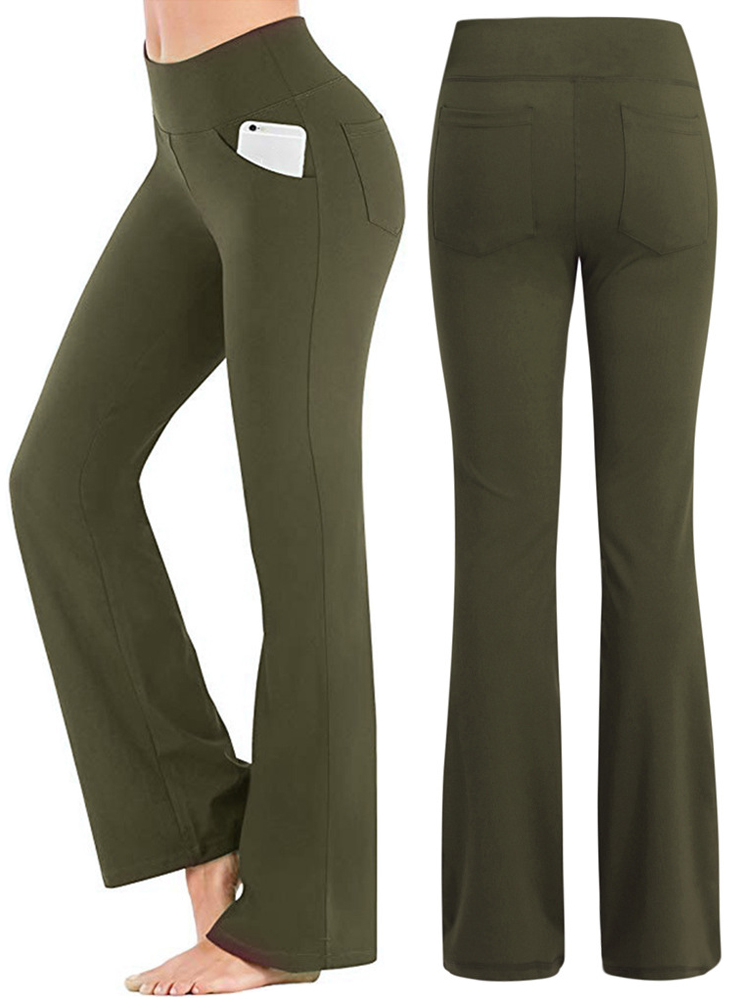 Ogilvy Mather-Calça de perna feminina, Palazzo Largo Assassino, Cintura alta, OL Ladies Calças longas de carreira, Sólido, Elegante, Feminina
