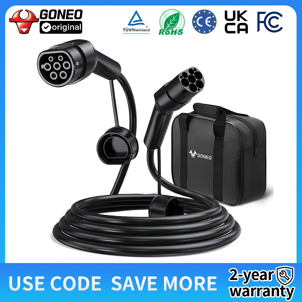 Kabel do ładowania GONEO EV/PHEV z torba do noszenia, 3-fazowy kabel samochodowy hybrydowy 11kW / 22kW / 7kW typ 2 kompatybilny dla pojazdy elektryczne