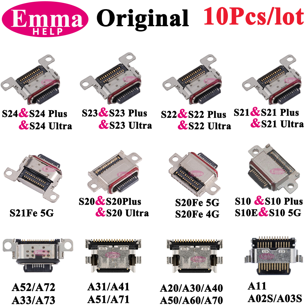 EmmHelp 10pcs USB Charging Port Connector for SamSung Galaxy S24 S23 S23 S21 S20 Plus Ultra A22 A12 A11 A51 A71 A52 A72 A73 A03S