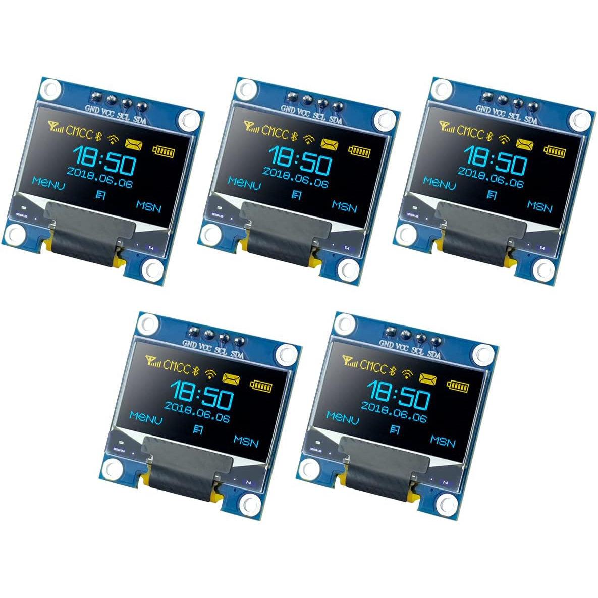 5 sztuk 0,96-calowy moduł wyświetlacza OLED I2C IIC 12864 128x64 pikseli SSD1306 Mini samoświecący ekran OLED dla Arduino Raspber