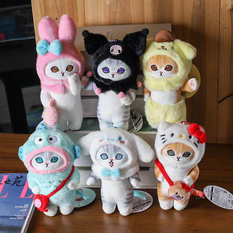 Sanrio My Melody Cartoon pluszowa wypełniająca lalka kreatywna seria Cross Dressing Hello Kitty plecak wisiorek prezent urodzinowy dla dziewczynek