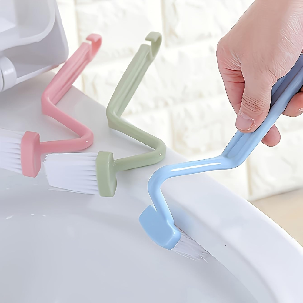 Escova de Limpeza Doméstica para Vaso Sanitário com Cabo Longo Curvo, 3 Peças, Escova Interna Curva para Cantos Mortos, Ferramentas de Limpeza Profunda