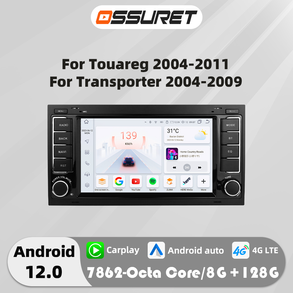 7 "Android Auto CarวิทยุสําหรับVolkswagen VW Touareg 2004-2011 Transporterเครื่องเล่นมัลติมีเดีย 4G Carplay 2din 7862 Autoradioหน้าจอ