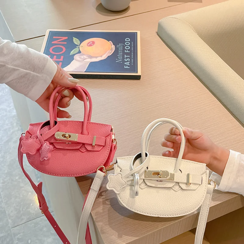 Bolso de mano con patrón de lichi para niñas, mini bolsa infantil, mini bolsa diagonal