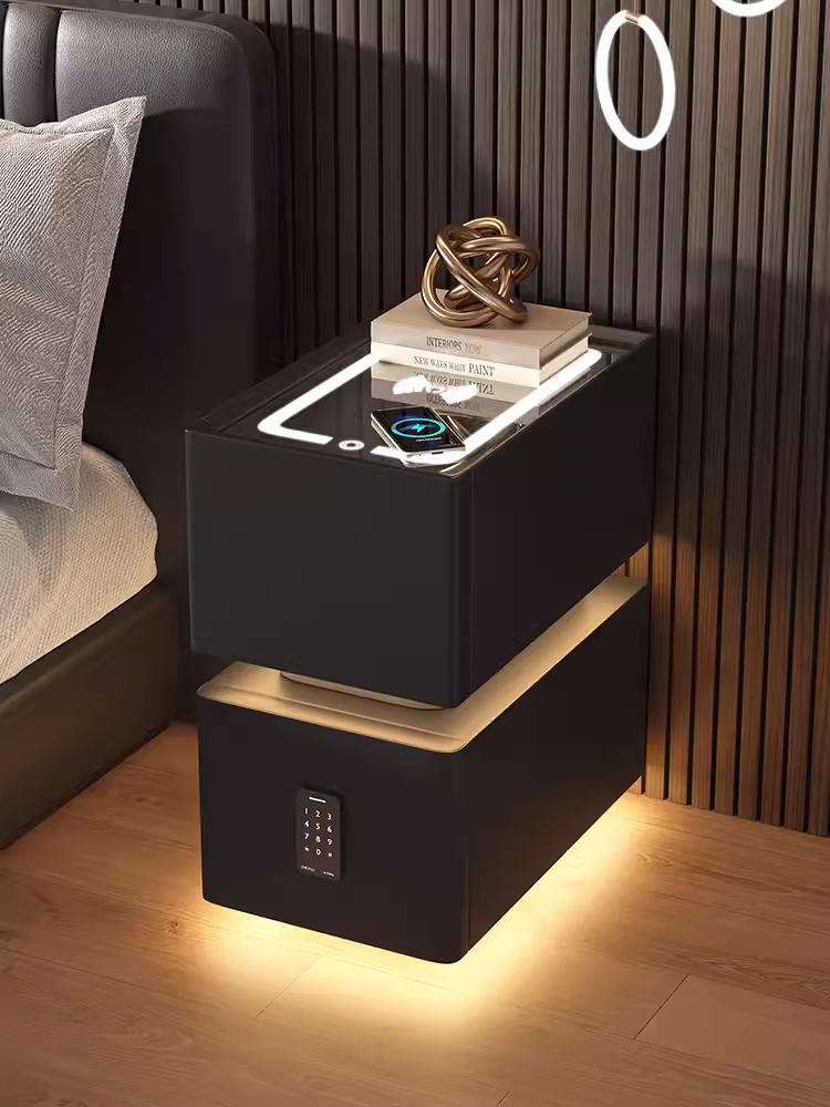 Creatief Intelligent Nachtkastje Met Draadloos Opladen Moderne Stijl Opbergkast Slaapkamer Nachtkastje Met Sensorlicht 25Cm