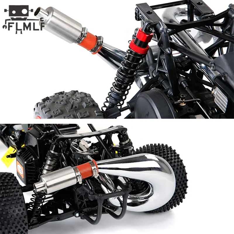 Rc Auto Gas Silenziatore Marmitta Tubo Kit Fit 1/5 HPI ROFUN BAHA ROVAN KM MCD BAJA 5B 5T 5SC Losi 5ive-t TDBX FS Buggy parti