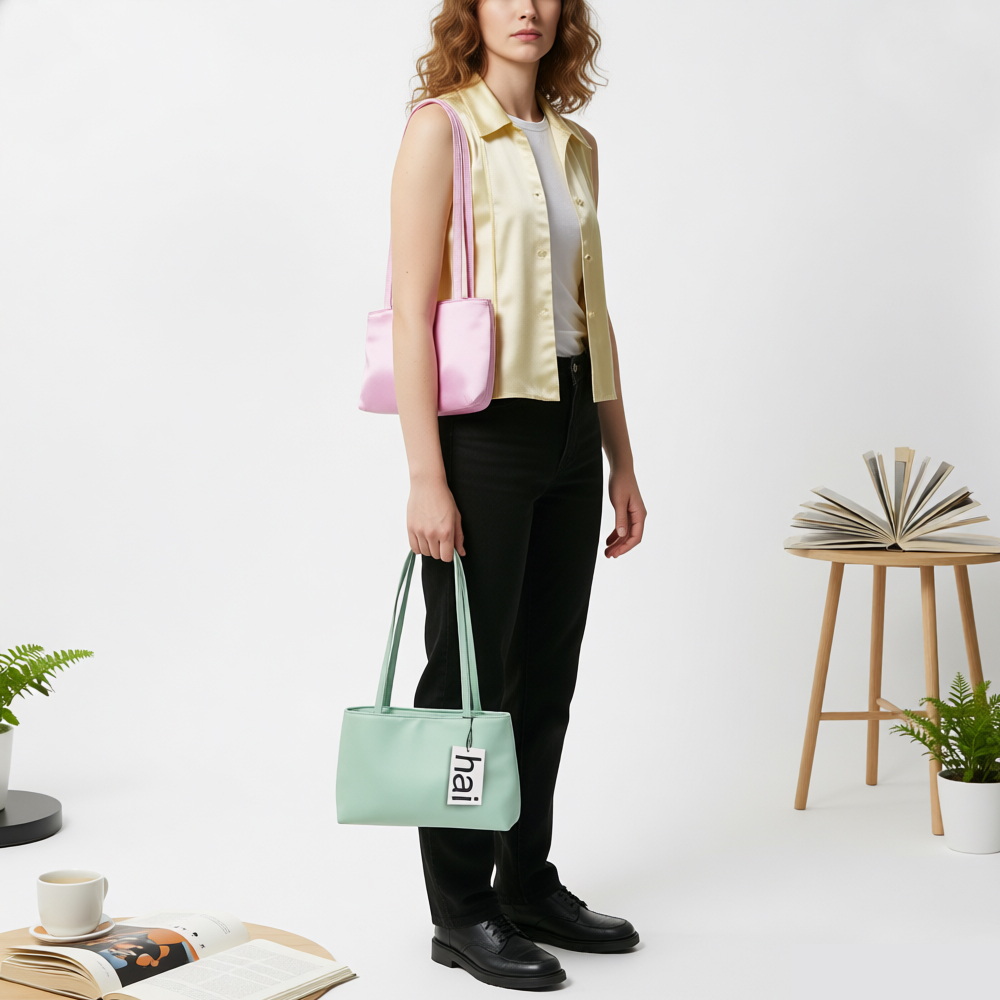 Bolsa de Ombro de Seda Feminina Quadrada, Bolsa de Mão de Cetim para o Dia a Dia com Design Macaron em Cores Contrastantes para Celular