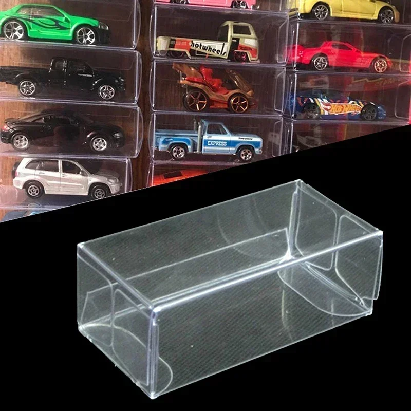 Caja transparente de PVC para coche de juguete, caja de almacenamiento a prueba de polvo, recuerdo de boda, decoración de fiesta, vitrina de regalo, 10/20/30/50 piezas, 1/64