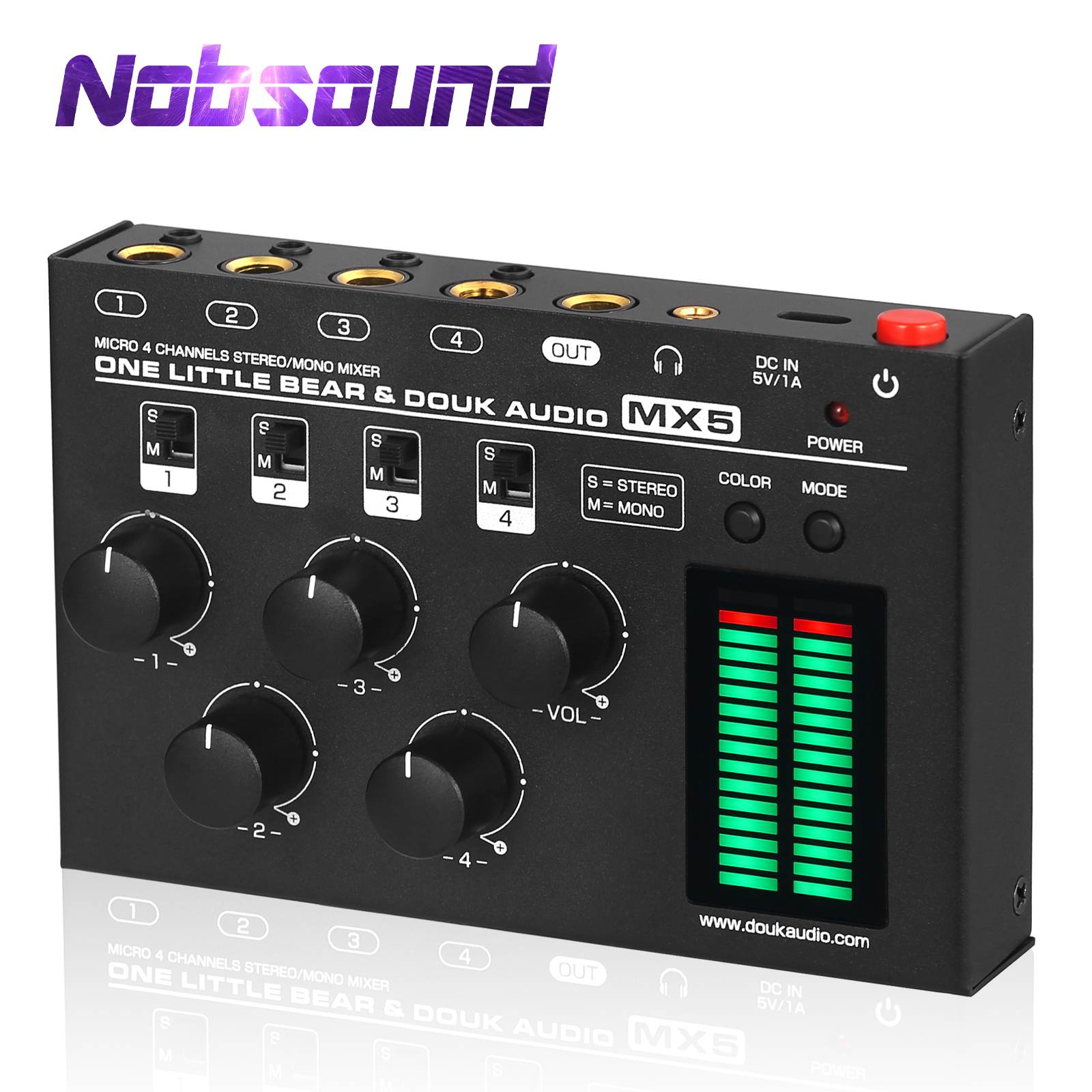 Nobsound Mx5 Ultra Lage Ruis 4-kanaals Stereo Audio Mixer Mini Stereo / Mono 6.35/3.5Mm Mixer Voor Club/Studio/Bar