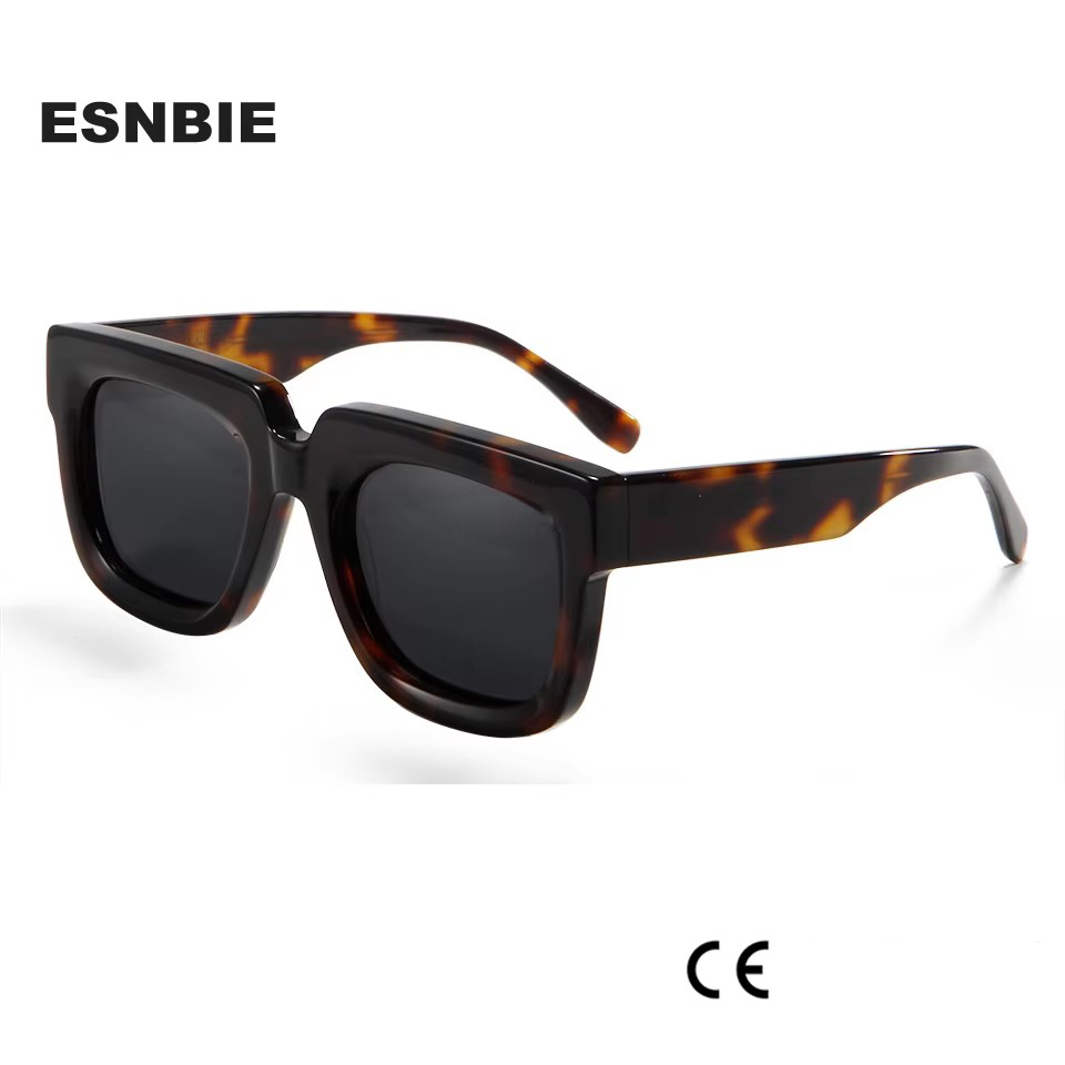 Óculos de sol quadrados de acetato com corte chanfrado, de alta qualidade, para mulheres, homens, polarizados, para dirigir, masculino, punk, uv400