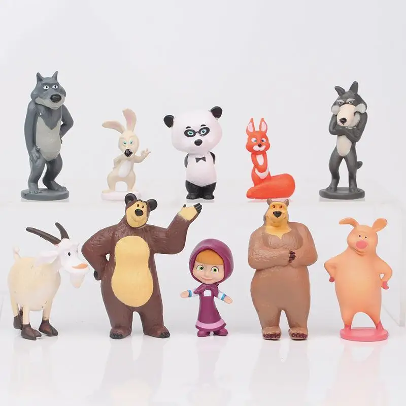 10 pièces Masha et l'ours figurine Anime modèle dessin animé jouets Anime Figure pour amis cadeaux cadeau de noël