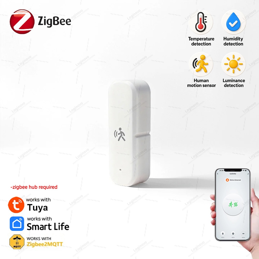 Zigbee PIR Sensor de movimiento opción Mmwave Radar humedad temperatura Sensor de luz Detector para Tuya Smart Life 2MQTT asistente de hogar