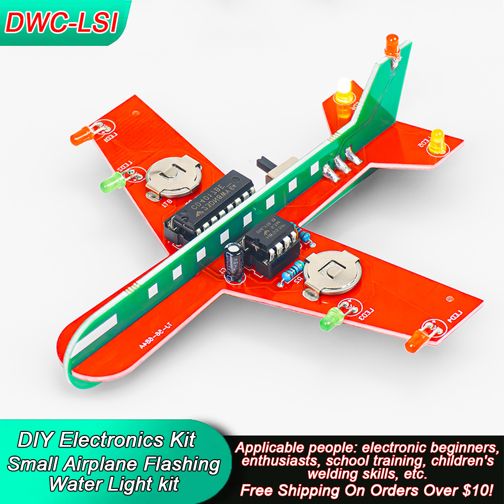 DIY ชุดอิเล็กทรอนิกส์เครื่องบินขนาดเล็ก CD4017 โคมไฟไหลเชื่อมฝึกอิเล็กทรอนิกส์วิทยาศาสตร์ชุดประกอบชุดกระพริบ LED PCB