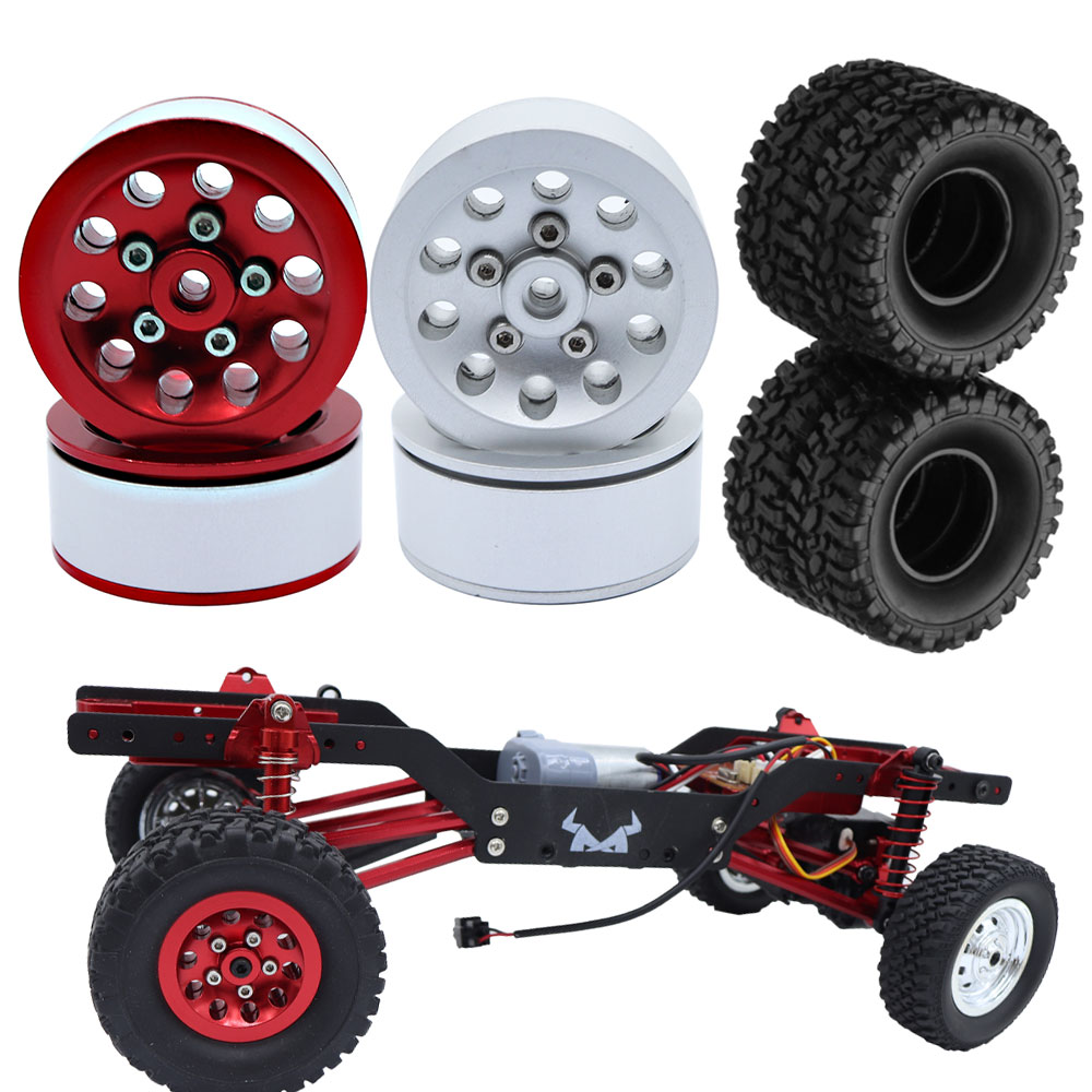 Metalowe felgi z koralikowymi zabezpieczeniami (beadlock) z oponami do modeli RC 1/16 WPL C14 C24 B14 B24 B16 1/12 MN78 MN99S MND90 MN300 - części do tuningu.