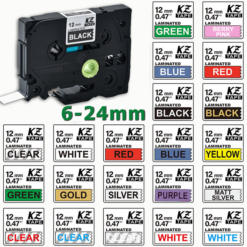 6-24mm Kompatybilna taśma laminowana TZe-231 TZe121 TZ335 241 251 345 do etykiet PT-H110 PT-210D PT-E550W PT-710BT