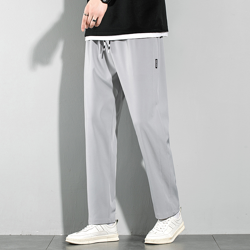 Eisseide Herrenhose 2025 Sommer Neu Schwarz Grau Dünne Business Casual Hose Outdoor Elastisch Atmungsaktiv Gerades Bein Jogginghose