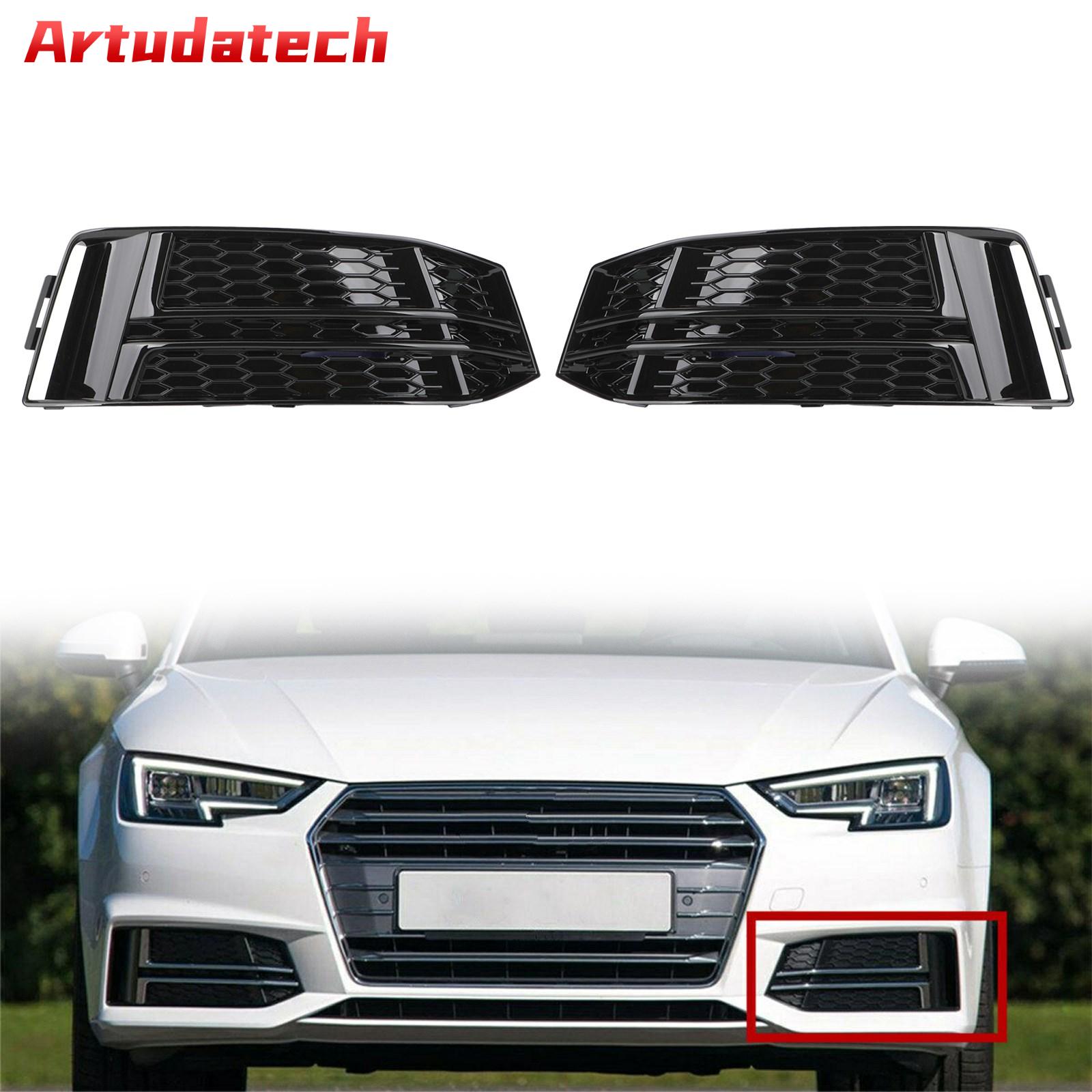 Artudatech Copertura nera per fendinebbia anteriore adatta per AUDI A4 B9 S-LINE 2016 2017 2018 Griglia paraurti