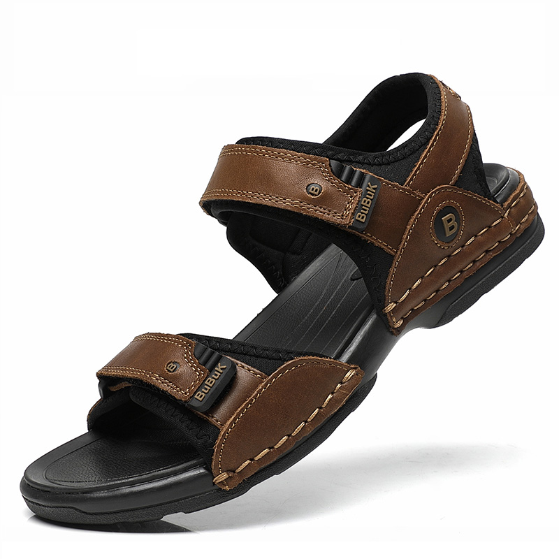 Erstschicht-Sportsandalen für Herren aus Rindsleder, rutschfeste Outdoor-Sandalen mit offener Zehenpartie, lässige Herrenschuhe, modische Outdoor-Strandschuhe, Li