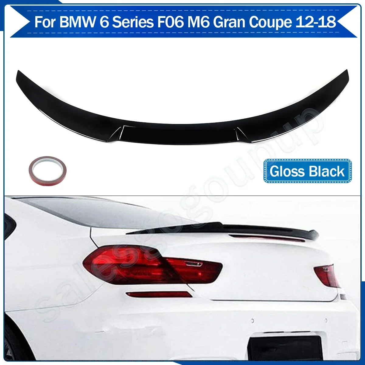 Passend für 2012–2018 BMW 6er F06 640i 650i M6 Heckspoiler, Kofferraumflügel, glänzend schwarz