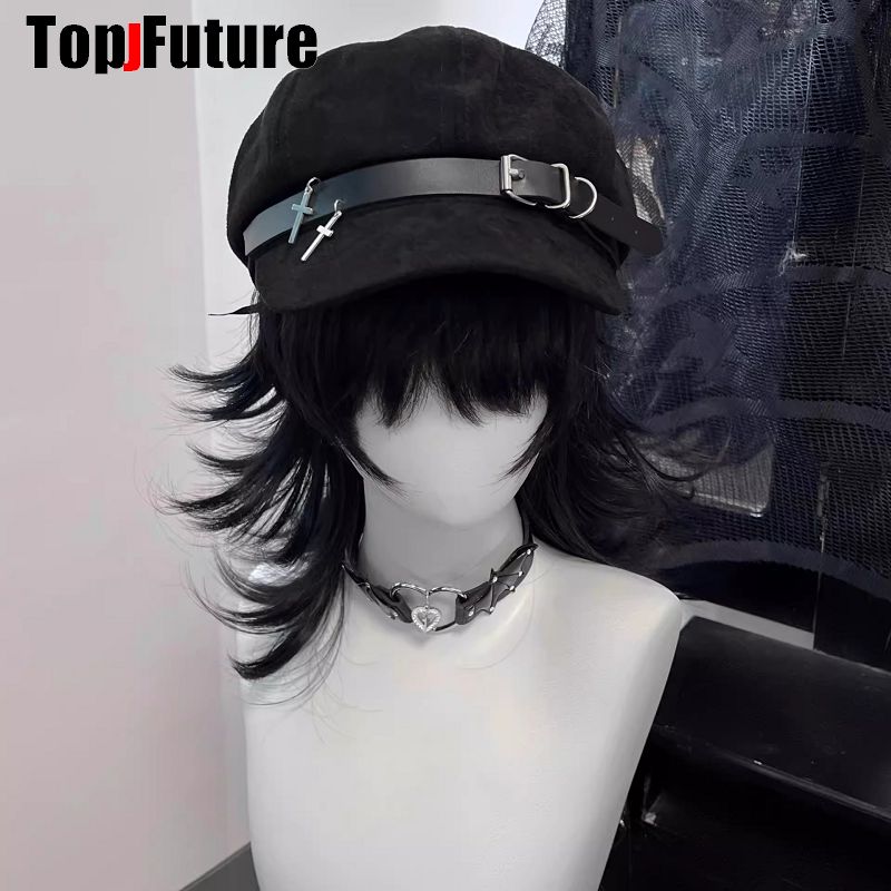 卸売カスタムメイクカスタマイズされた女性原宿ゴシックロリータベレー帽キャップ Y2K ガール弓パンクレース手作り装飾太陽の帽子