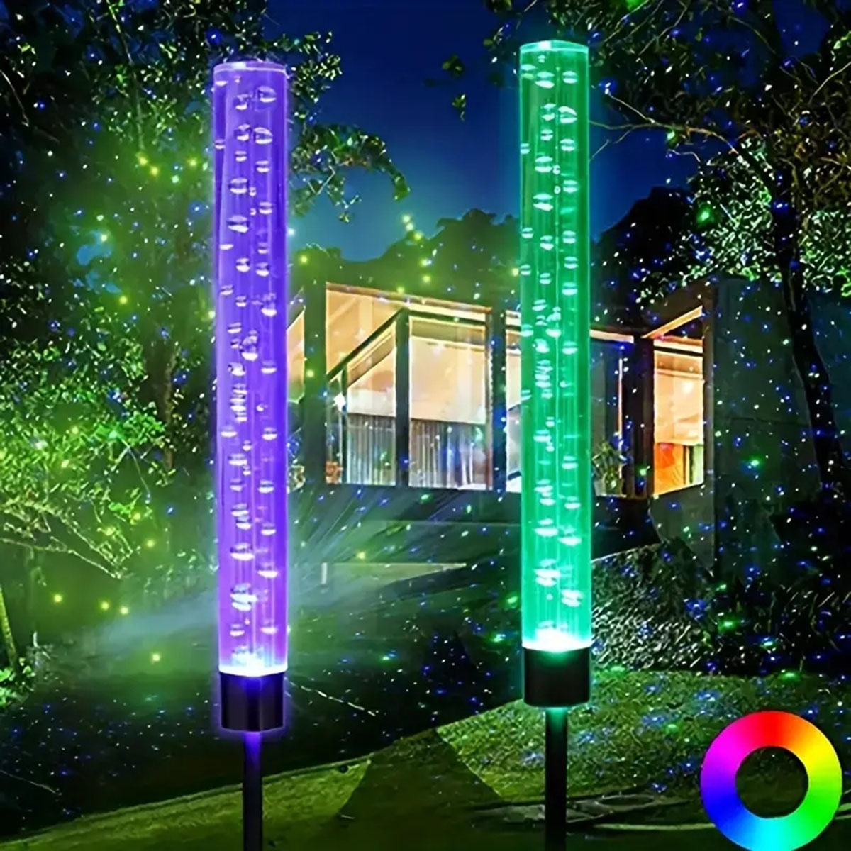Barra de burbujas Solar para jardín, luz Solar que cambia de Color para exteriores, camino de paisaje, decoración para terraza, césped y patio, 1/2 Uds.