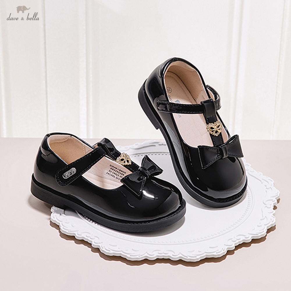 Dave bella sapatos de couro para meninas, preto, outono, nova coleção, sapatos de princesa infantis, estilo academia macio, festa db3252588