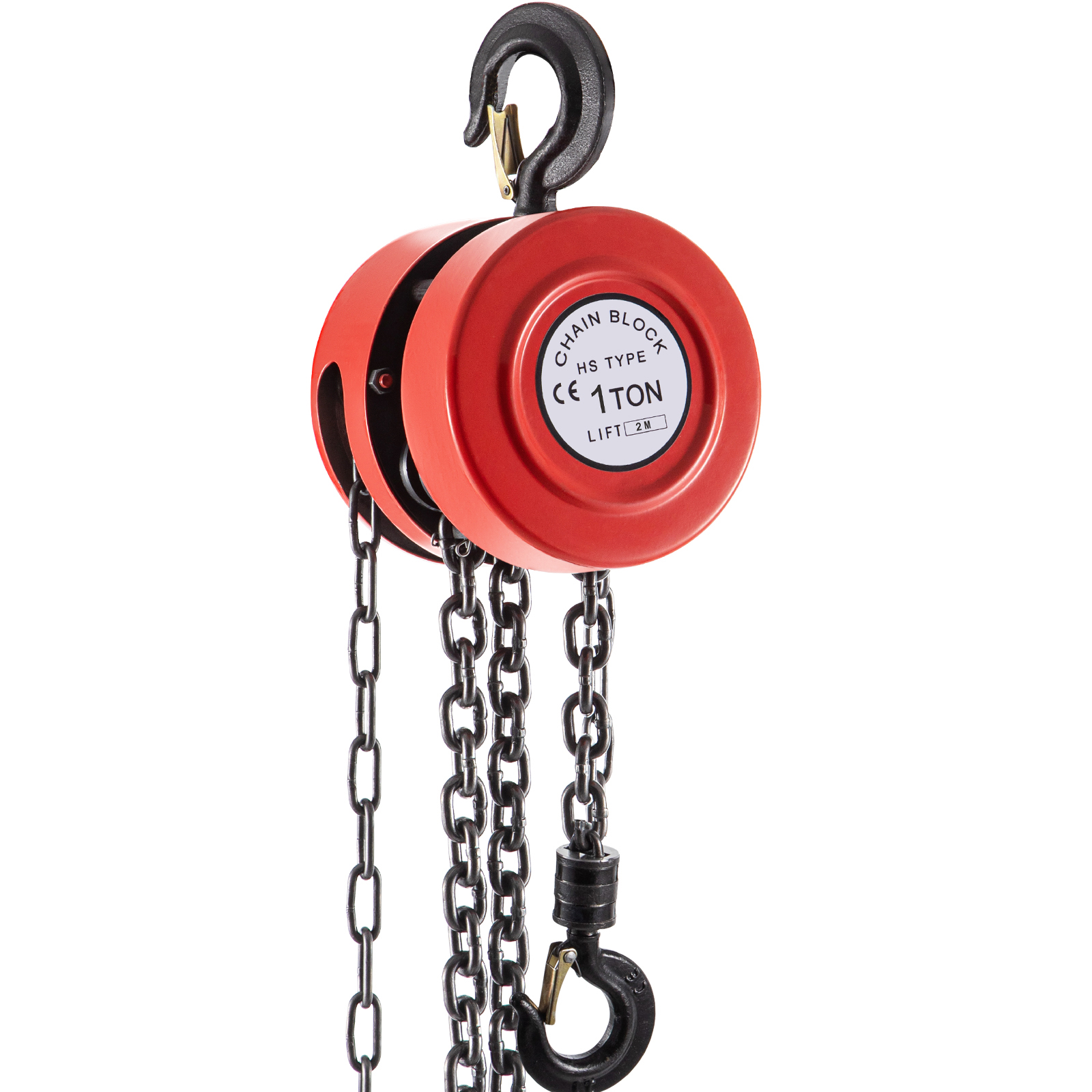 VEVOR Palan à Chaine 1 T, Bloc de Chaîne à la Main Durable en Acier Levage Maximale de 2 m, 1000 kg Bloc d'Extracteur Manuel Fiable avec Crochet de Sécurité Rotation à 360° pour Lever Charge Lourd