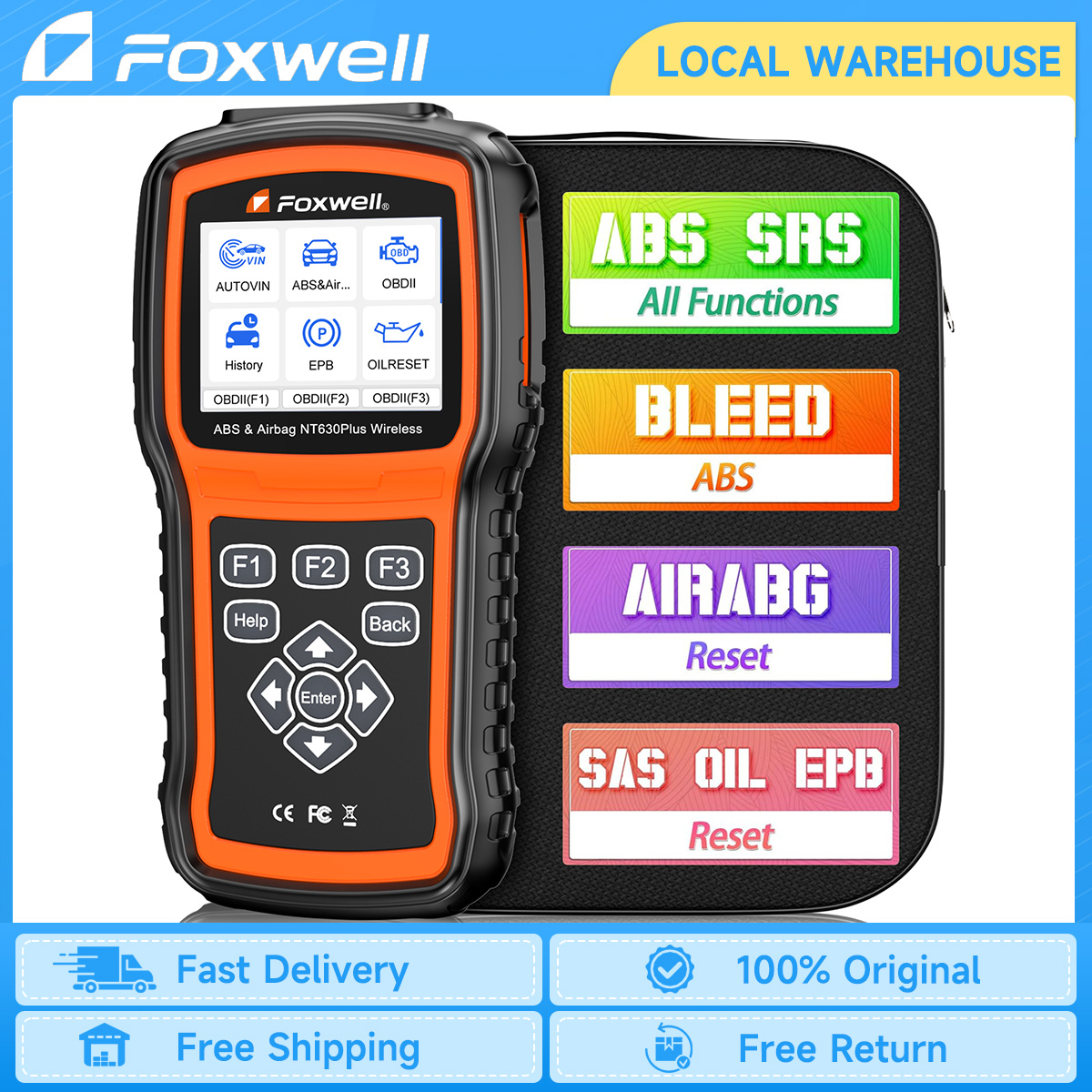 FOXWELL NT630 Plus OBD2 Automotive Scanner ABS Bloeden SRS SAS Olie Reset Code Reader Bidirectionele OBD2 Auto Diagnostisch Hulpmiddel