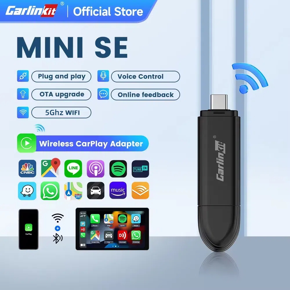 New CarlinKit Mini 5 SE Wireless Carplay Adapter For iPhone 5.8Ghz WiFi BT Fast Stable Connect For Spotify Waze Split Screen Box