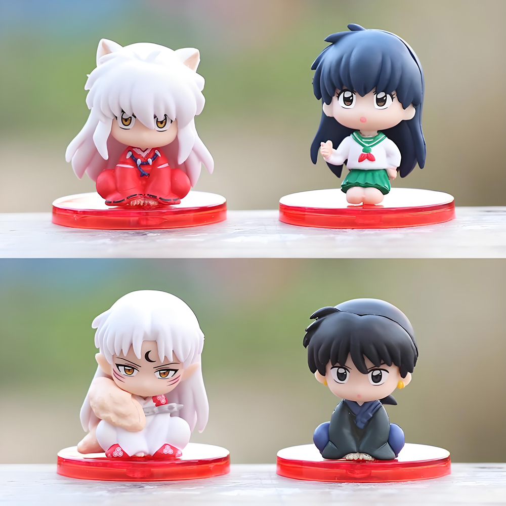 NIEUWE 4 stks Inuyasha Anime Figuur Kikyo Sesshoumaru Higurashi Kagome Action Figure Q Versie Speelgoed Model Pop Geschenken