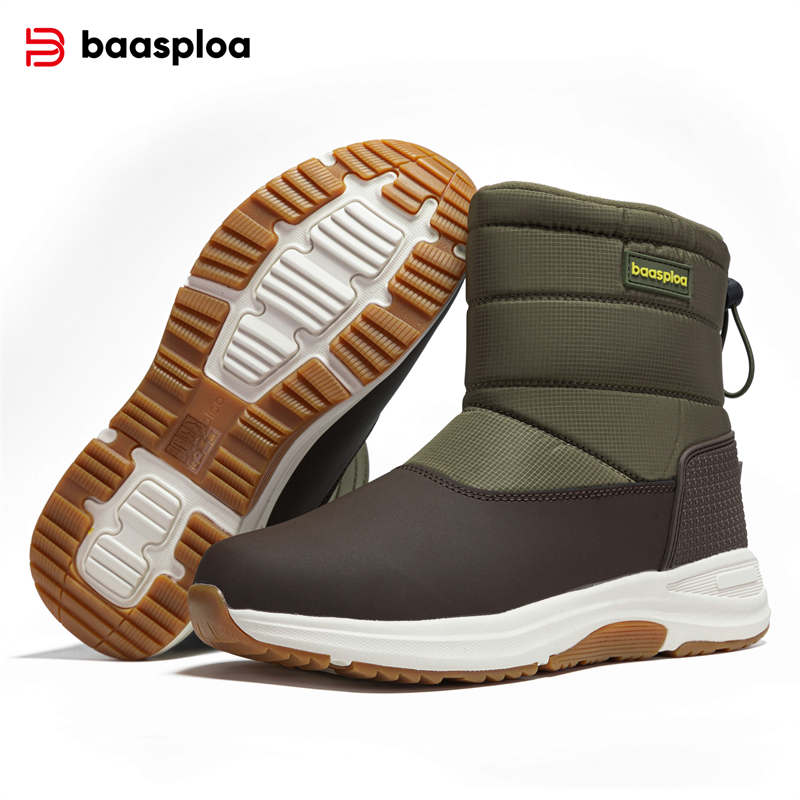 Baasploa-Botas de nieve impermeables para hombre, zapatos antideslizantes, resistentes al desgaste, gruesos, cálidos, de felpa, informales, para caminar, de invierno, nueva moda