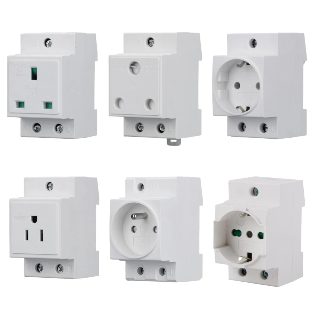 ซ็อกเก็ต AC ยุโรป stardand เยอรมันฝรั่งเศสประเภท DIN Rail Mount AC Power Modular Socket 10-16A 250V