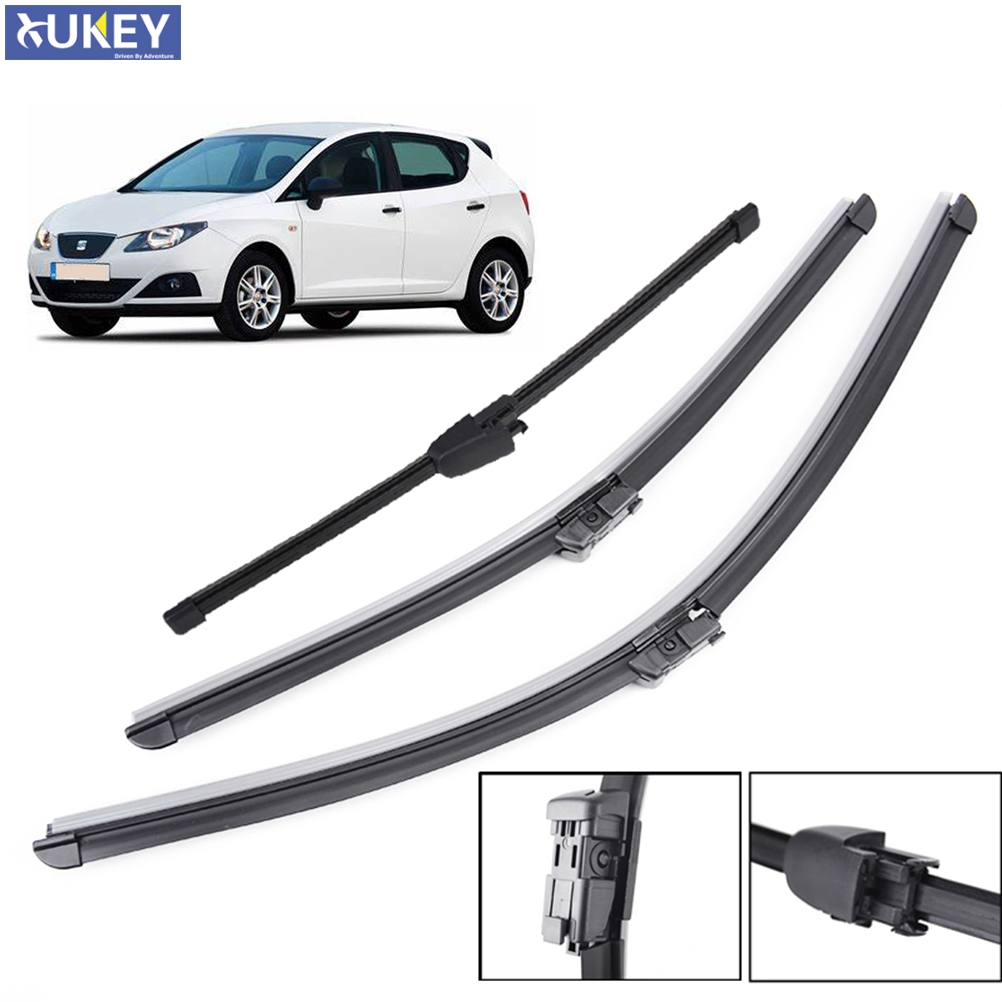 Xukey 3Pcs Front & Rear Windscreen Wiper For Seat Ibiza Coupe 6J Hatchback 2017 2016 2015 2014 2013 2012 24"16"13" Set Blades