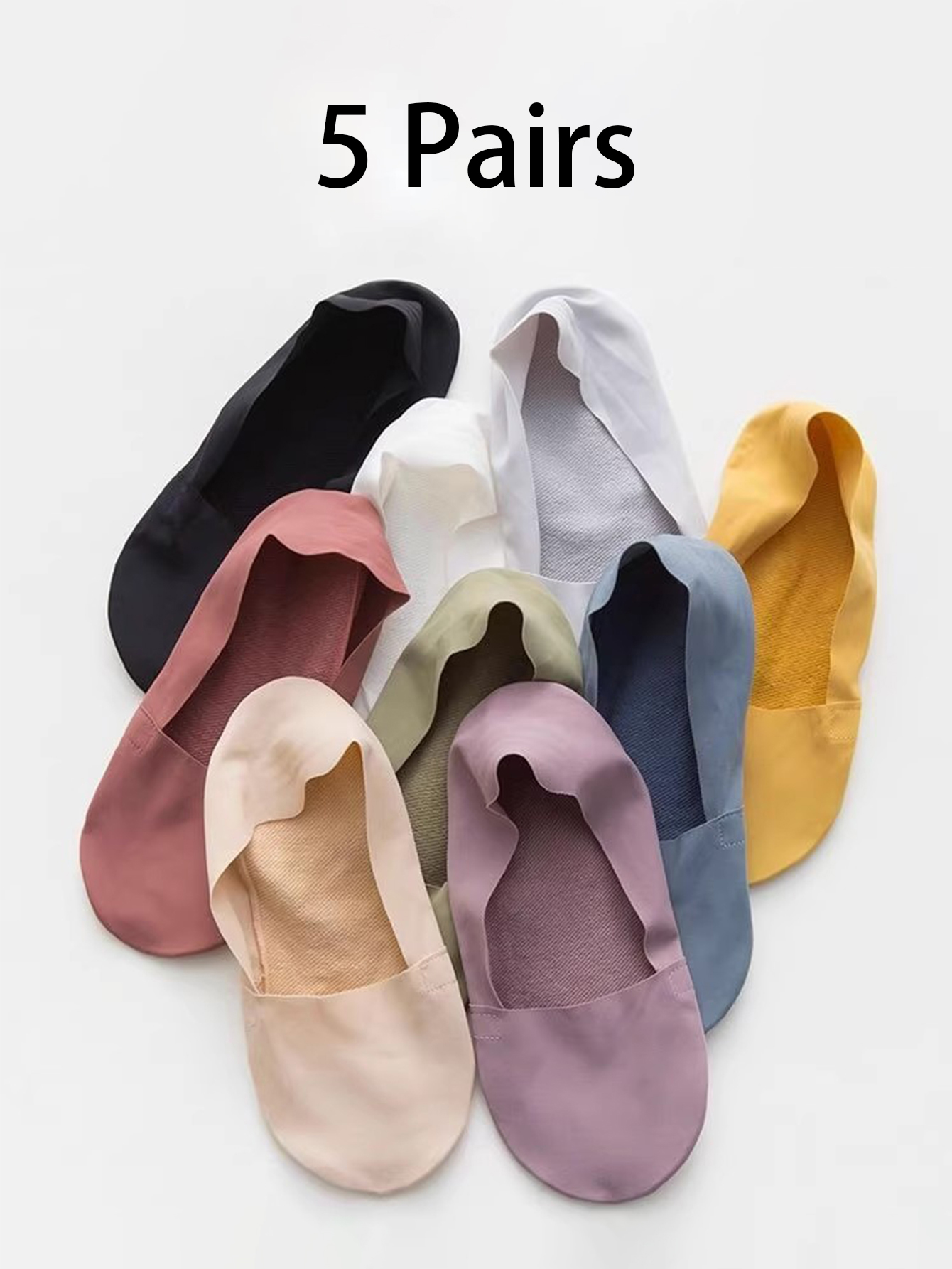 5 Pairs High Quality Matching Casual Socks Women'S Invisible Low Cut Sock Lot Breathable Silicone Non-slip Comfortable Bottom