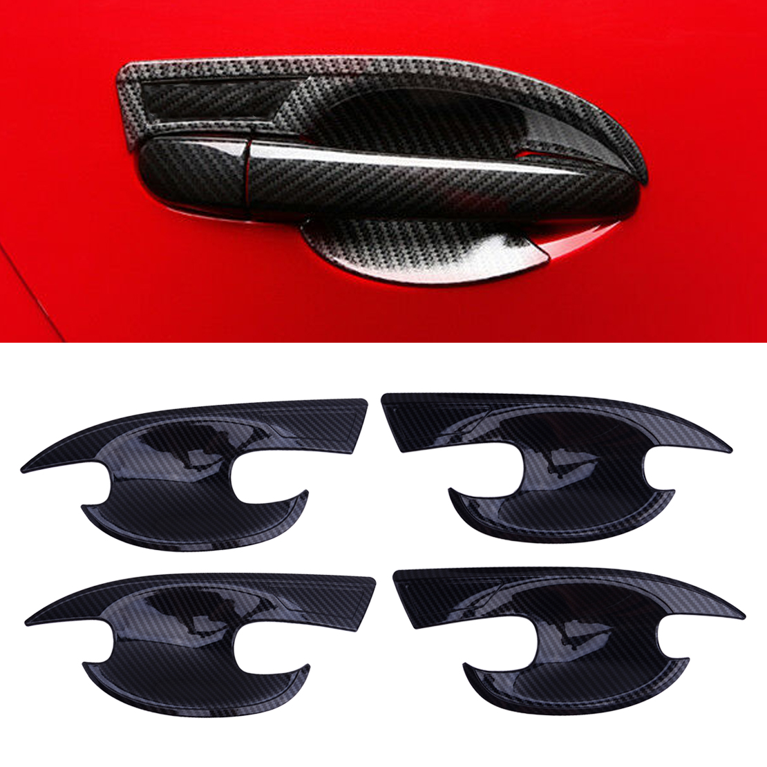 ABS estilo de fibra de carbono negro manija de puerta Exterior cubierta de cuenco embellecedor apto para Mazda3 Mazda6 2013 2014 2015 2016 2017 2018