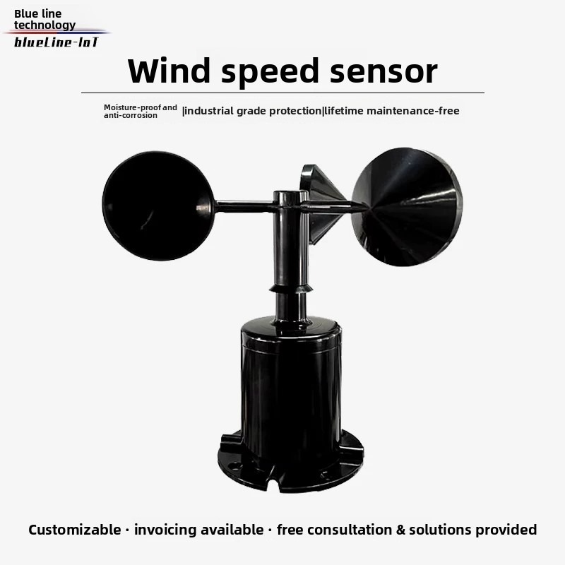 70 m/s Polycarbon Windsnelheid Richting Sensor Weerstation Buiten 3 Cup Anemometer Sensoruitgang RS485 4-20MA 1-5V 2-10V