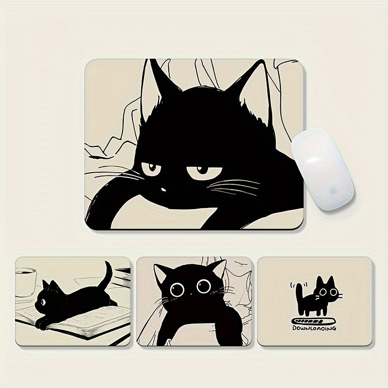 Kleines Mauspad aus der Black Cat-Serie, rutschfeste, waschbare Tischmatte aus Gummi, Multi-Style, für Büro, Spiele, Computerzubehör, Teppich