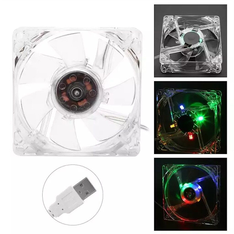 Ventilador USB 5V RGB com Resfriamento a Ar, Cooler 8x8 12x12cm com Luz LED, Ventilador Silencioso para PC/Computador com Cabo de 100CM para Gaiola de Hamster e Aquário