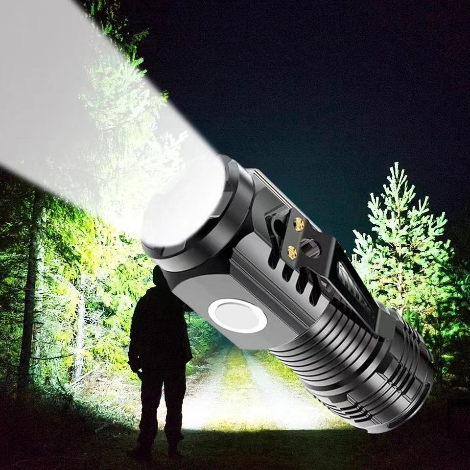 Linterna LED de luz fuerte recargable multifuncional para el hogar, Mini linterna portátil de largo alcance para exteriores, luz de Clip de tapa
