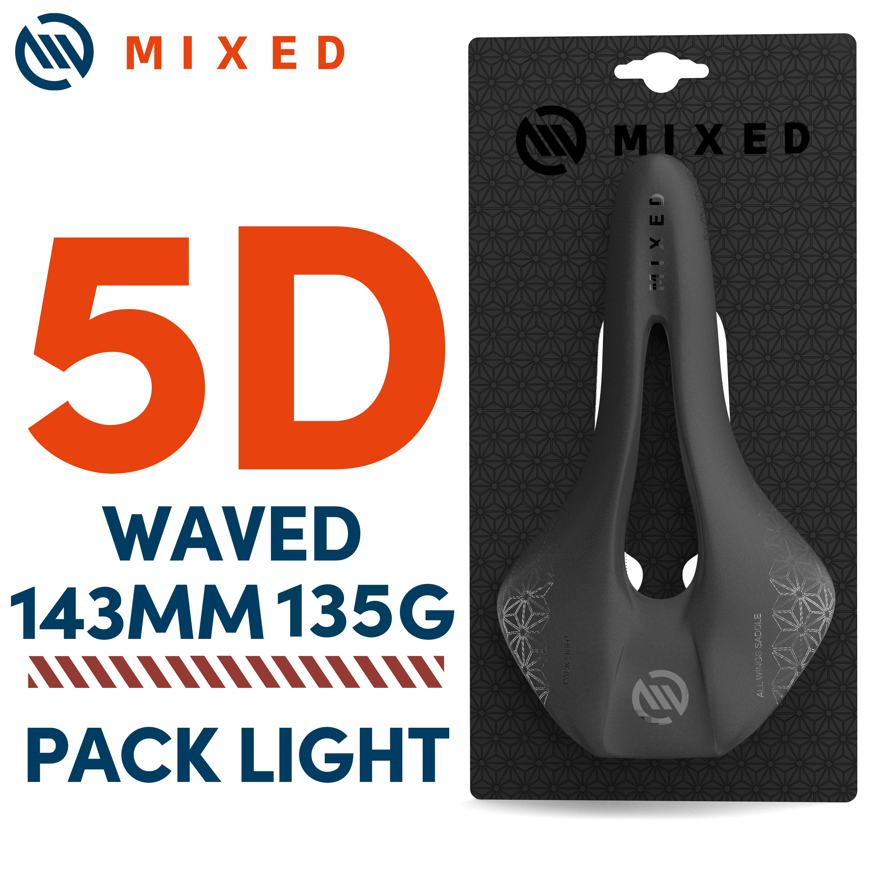MIESZANE siodełko rowerowe z włókna węglowego 5D Ultra Pack Lekkie siodełko rowerowe 143 mm 135 g do szosowych siodełek rowerowych MTB Mountain Bicycle Carbon