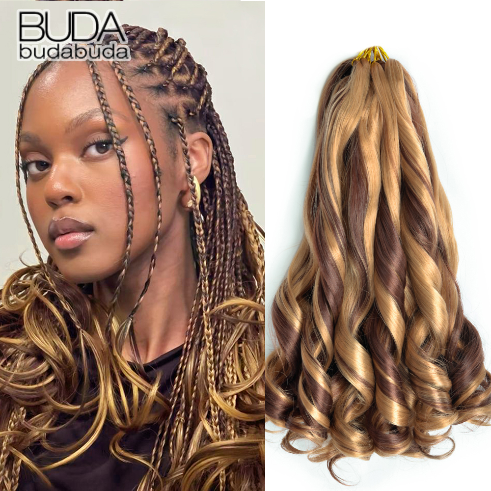 Francês encaracolado trança de cabelo 14 Polegada sintético encaracolado trança cabelo pré esticado solto ondulado onda trança extensões de cabelo para mulher