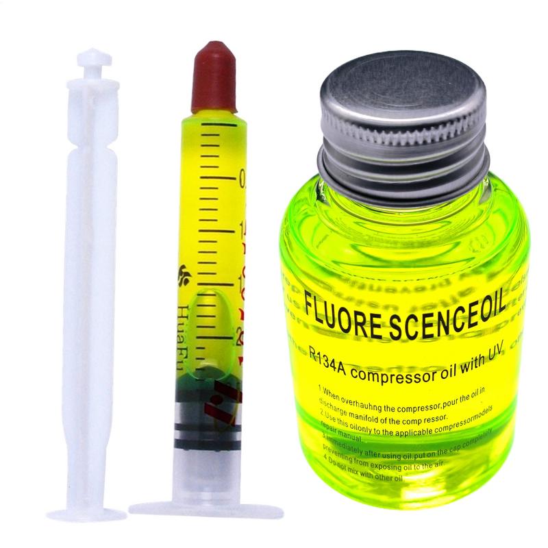 2,5/60ml alta concentración R134a trazador de aire para coche refrigerante fluorescente acondicionado detección de fugas agente de reparación de fugas de aceite