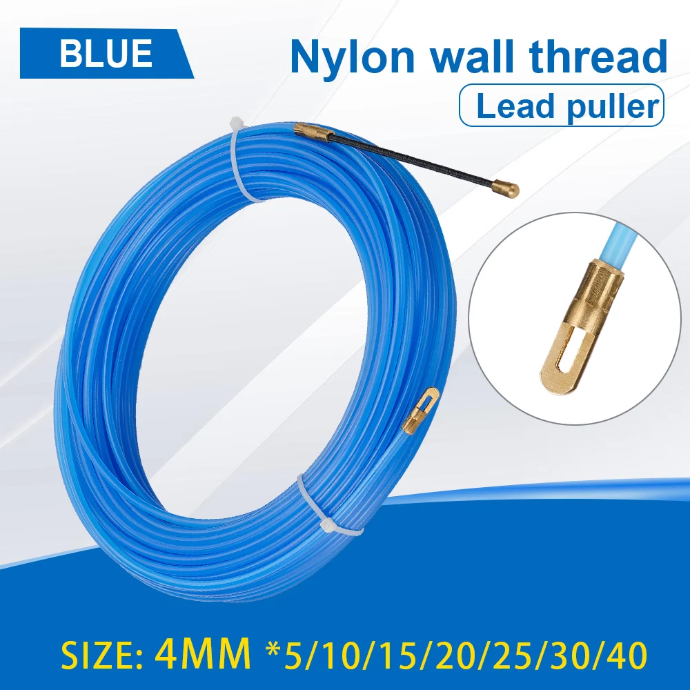 Extrator de cabo de fibra de vidro, 4mm, 5m ~ 40m, dispositivo guia de cabo elétrico, duto de nylon, fio de cobra para eletricista, fita de peixe, ferramenta de auxílio