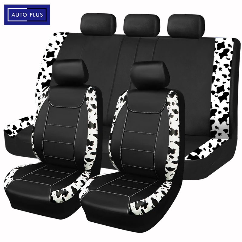AUTO PLUS-Housses de siège de voiture en similicuir, impression universelle, adaptées à la plupart des voitures, SUV, camion, camionnette, accessoires d'intérieur