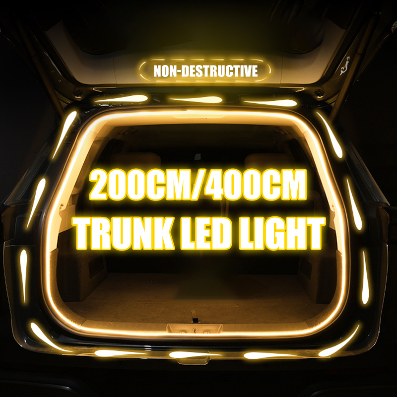 Elastyczna taśma LED do bagażnika samochodowego 2m/4m, miękka taśma LED z PVC, ukryta lampa z automatyczną indukcją, uniwersalna do SUV-ów/MPV-ów