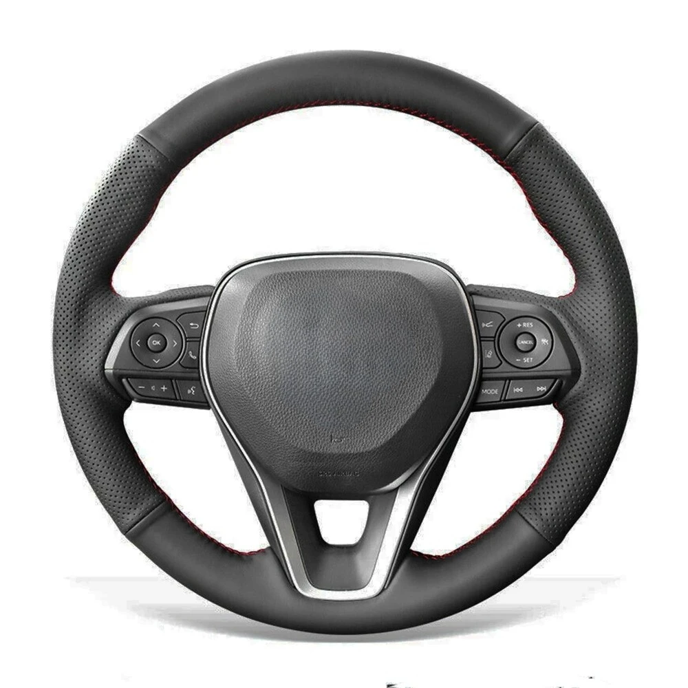Car Steering Wheel Cover Anti-Slip Black Artificial Leather For Toyota Corolla RAV4 2019-2022 Camry 2018-2022 Avalon 2019-2022